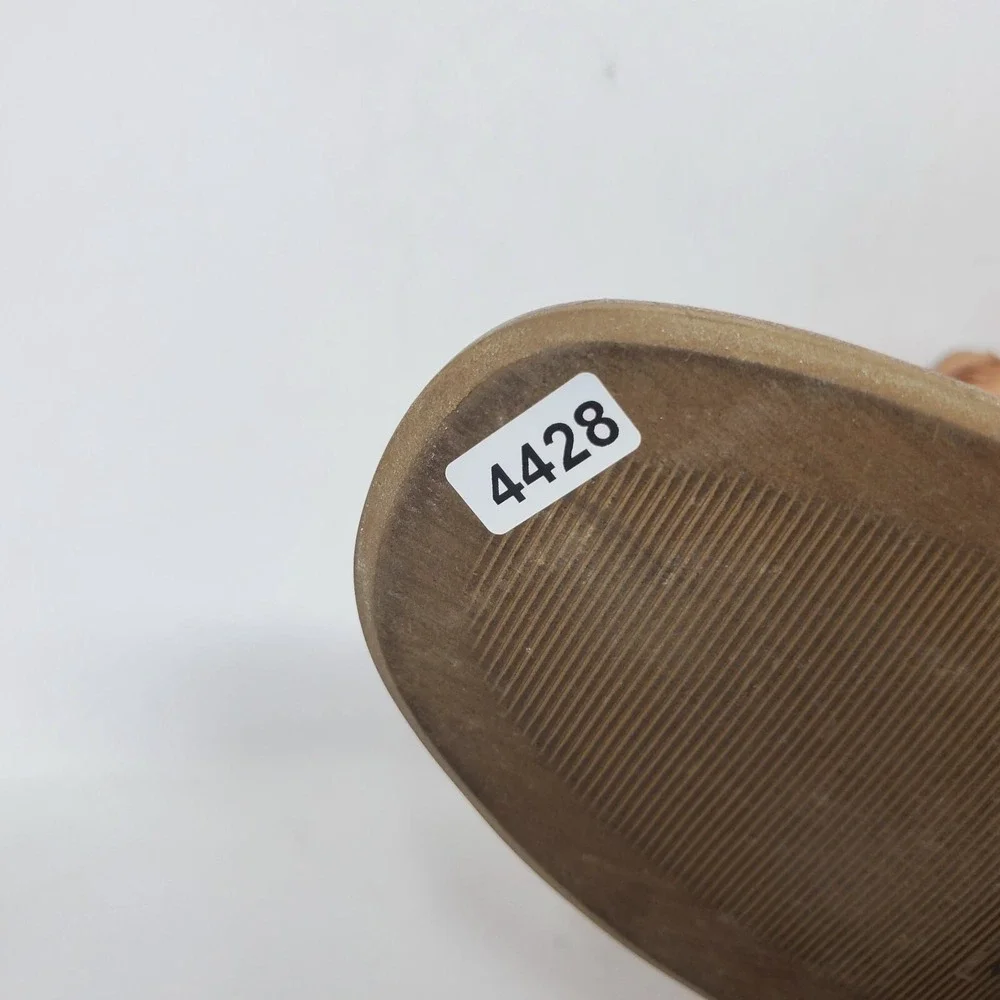Paul Green Rosa Ankle Booties Womens 10.5 Brown Leather Woven Open Back Shoes‎